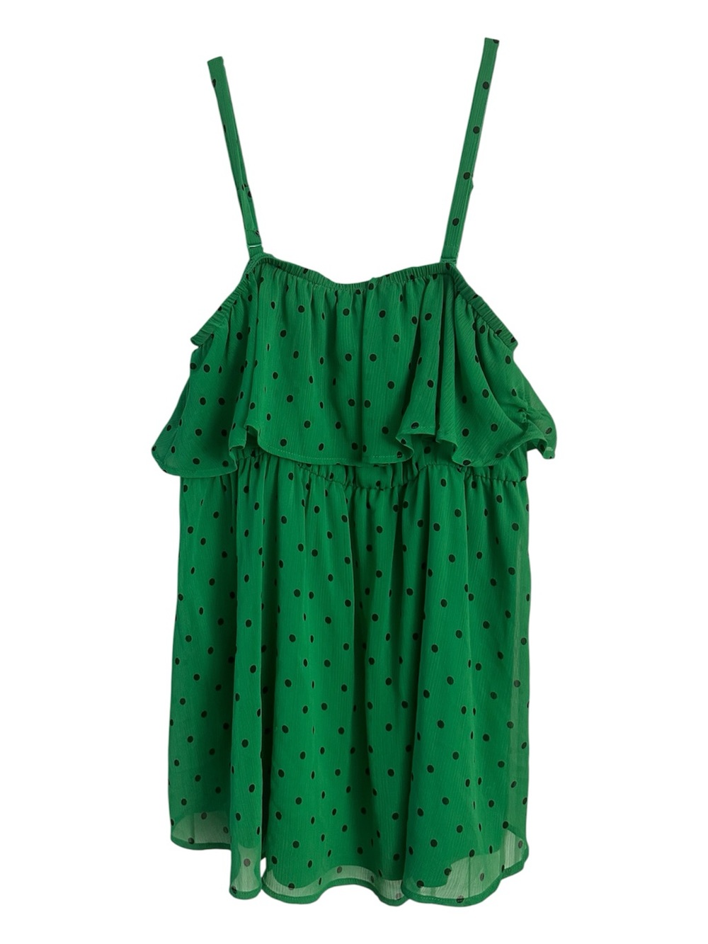 Torrid Green Polka Dot Chiffon Babydoll Tank Top Size 1X - Picture 2 of 5